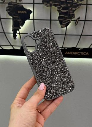 Премиум чехол со стразами для айфона 17,чехол tpu swarovski с блеском для iphone 17 (серый)