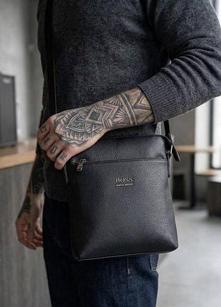 Чоловіча сумка hugo boss, сумка через плече хуго босс, барсетка чорного кольору hugo boss, сумка мессенджер хуго босс