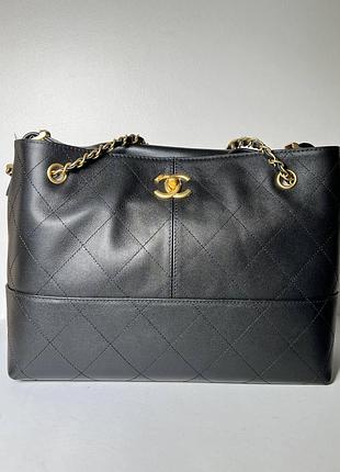 Сумка chanel shopping bag из гладкой кожи, чёрная