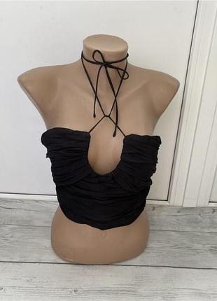 Красивый топ zara m(38)10, цвет чёрный, замеры на фото