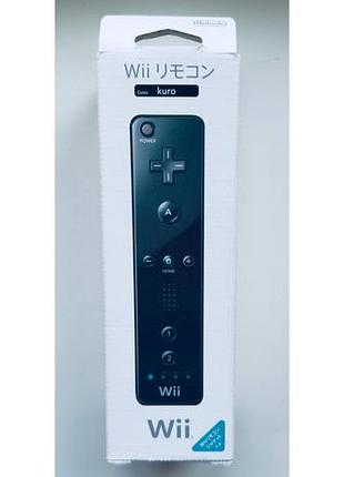Nintendo wii remote controller (rvl-003), чорний + коробка + силікований прозоро-чорний чохол + документи, б/в