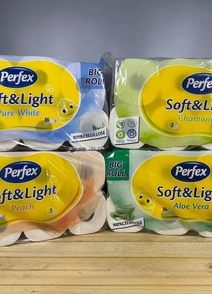 Туалетний папір perfex soft&light big roll 16 рулонів 3-шаровий