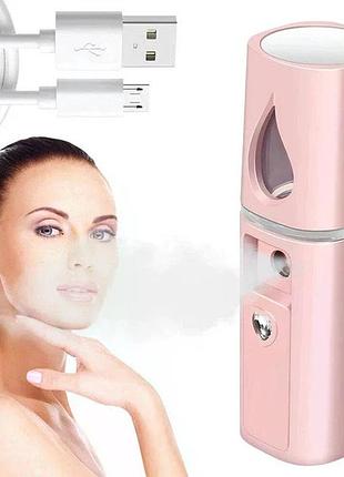 Портативний зволожувач для обличчя nano mist soraver and msk-3445 рожевий • нано-розпилювач для шкіри обличчя and msk-3445 з