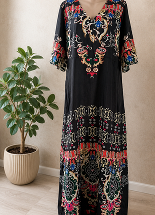 Летнее длинное платье 3xl легкое, платье свободного кроя