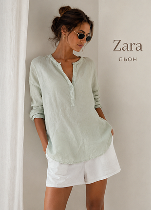 Рубашка из льна р.xs/s zara