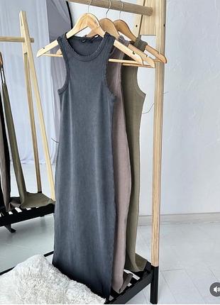 Платье миди женское в рубчик в стиле zara, приталенное