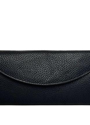 Вместительный женский кожаный кошелек черный арт.8826 black/red genuine leather (китай)