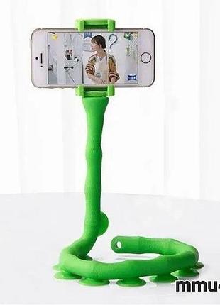 Гибкий держатель для телефона с присосками универсальный cute worm lazy holder. цвет: зеленый