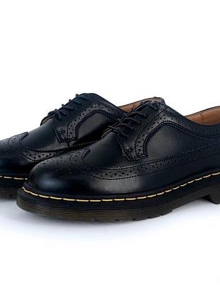 Мужские туфли dr. martens 3989 стильные кожаные дерби на шнурках демисезонные под костюм доктор мартинс классическая мужская обувь