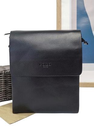 Сумка через плечо планшет искусственная кожа черный арт.378-1 black polo (китай)