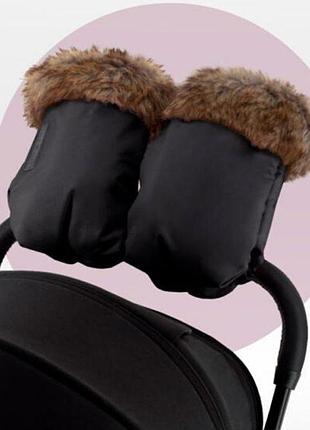 Рукавицы для коляски momi muffins black