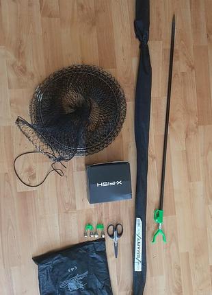 Набір риболовний: вудилище x-fish smart 240 см, котушка x-fish unite feeder reel 5000, телескопічна підставка, 2 сігнолізатори кльову, ножиці, сітка