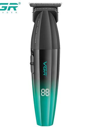 Триммер vgr v-906 3 насадки/9000rpm/2000mah/led display/green (00000009038)