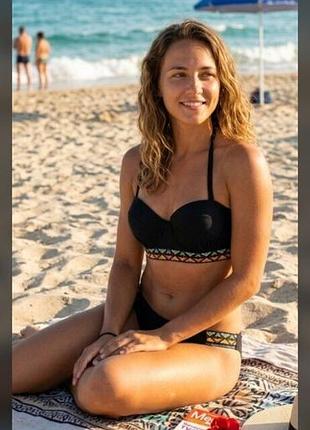 Верх від купальника роздільного топ ліф бюст чашка 80 в с чорний етно принт