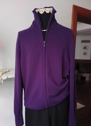 Стильный кашемировый женский кардиган на молнии,100% кашемир l-xl