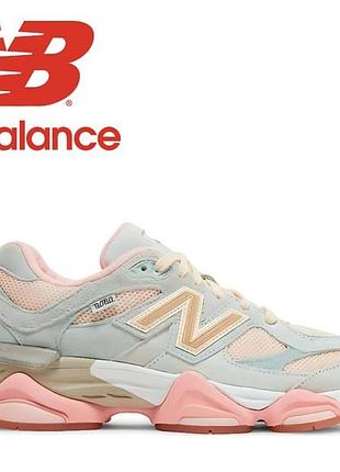 Женские кроссовки new balance 9060 с замшевыми вставками и розовыми элементами подошвы