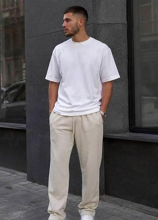Спортивні штани беж чоловічі без манжету розміри s,m, l,xl l