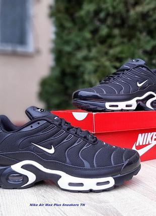 Nike air max plus sneakers tn black white чорні з білим