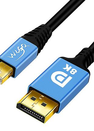 Кабель wlgq mini displayport — displayport 1.4, 1 м, 8k@60 гц, 4k@120 гц, 2k@165 гц