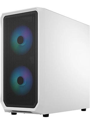 Компьютерный корпус miditower fractal design focus 2, белый, с тонированным закаленным стеклом и rgb вентиляторами, без бп
