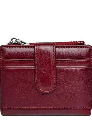 Мини кошелек женский натуральная кожа бордовый арт.g3008 winered genuine leather (китай)