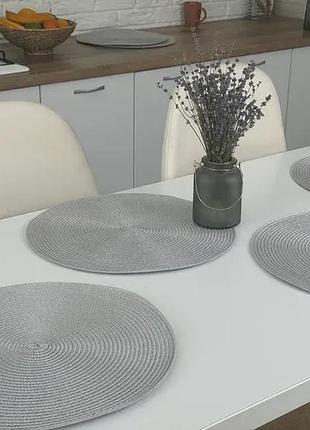 Набор сервировочных салфеток круглых 38 см 6 шт/наб. silver