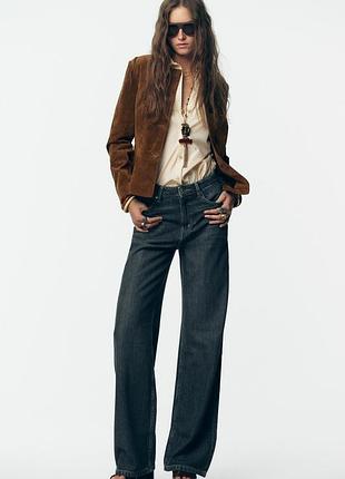 Джинси прямого крою з високою посадкою zara- 36, 38
