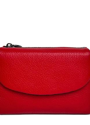 Червоний гаманець натуральна шкіра арт.3033 red/black helen verde (китай)