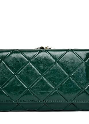 Гаманець середнього розміру натуральна шкіра зелений арт.41088 green genuine leather (китай)
