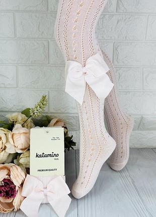 Ажурні колготи з бантиком для дівчинки турецькі тм katamino