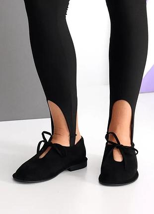 Дизайнерские черные замшевые туфли на завязках в стиле barefoot 40