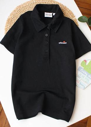 Базовая черная футболка поло с логотипом известного бренда ellesse на подростка оригинал