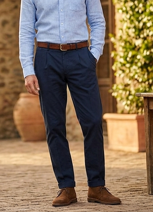 Чоловічі штани m&s (marks & spencer) р. 40/31 regular fit темно-сині чиноси