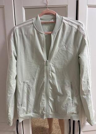 Жіноча олімпійка adidas essentials 3-stripes у м'ятному кольорі з класичними трьома смужками на рукавах