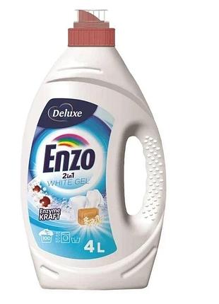 Гель для прання білих та світлих речей deluxe enzo white, 4 л, 100 прань