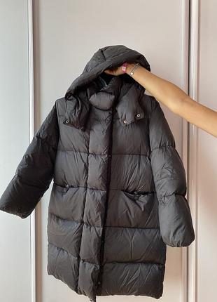 Чорна осінньо-зимова дитяча куртка з капюшом zara, розмір 11-12 років, 152 см