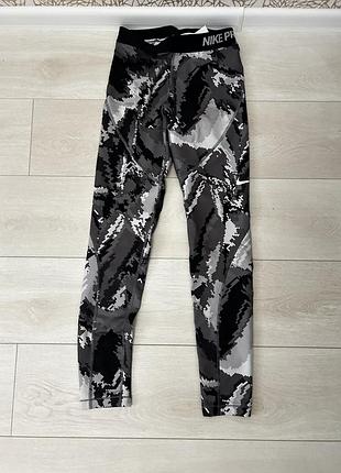 Легінси nike pro dri-fit жіночі спортивні з принтом