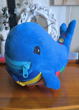 Розвивальна м'яка іграшка кит з фастексами buckle toy (монтессорі)