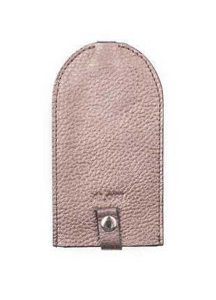 Ключница розового цвета, натуральная кожа флотар с перламутровым напылением