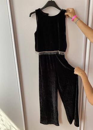 Чорний комбінезон святковий, оксамитовий  zara