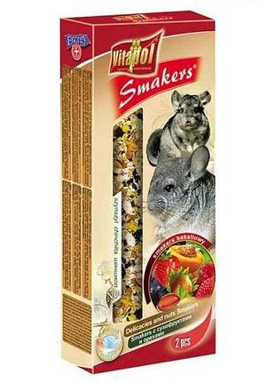 Корм для гризунів 90г smakers снеки для шиншил, сухофрукти і горіхи тм vitapol