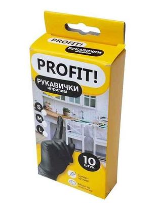 Перчатки нитриловые m 10шт шт черная тм profit!