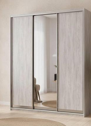 Шкаф купе doros сити лайт сосна натти 2 дсп / 1 зеркало 225х60х225 (drs-011973)
