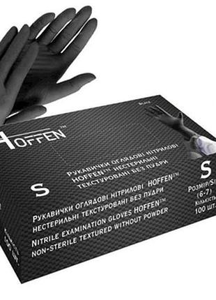 Перчатки нитриловые смотровые 50пар s черные (нестер/тектур/без пудры) тм hoffen