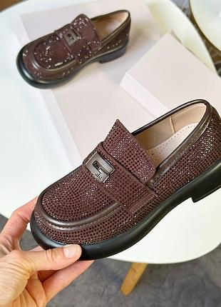 Красивые лоферы туфли для девочки 5