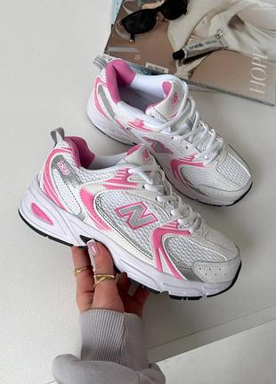 Стильные женские кроссовки new balance 530 white/pink