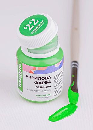 Акриловая краска глянцевая, зеленый луг 20 мл acpt22