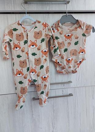 Комплект боді і чоловічок matalan на 0-1м
