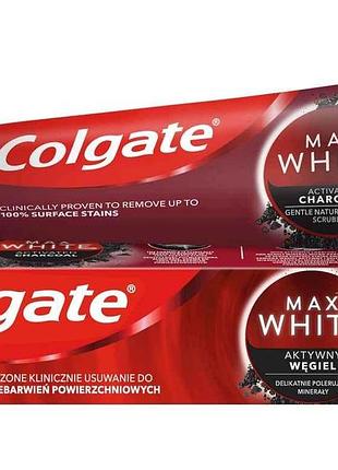 Зубна паста 75мл max white charcoal optic white тм colgate