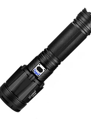Ручной фонарь yemao ym-g999-60w металлический зенитно-поисковый 5000lm функция power bank 5 режимов работы 8 × 18650 черный